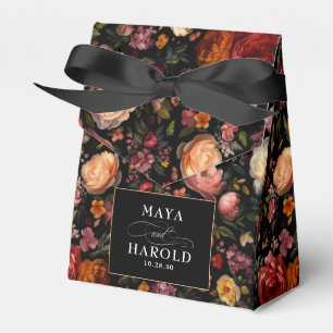 Floral Botanical Black Moody Chic Wedding Favour Box