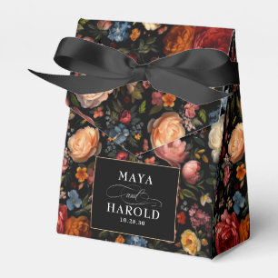 Floral Botanical Black Moody Chic Wedding Favour Box