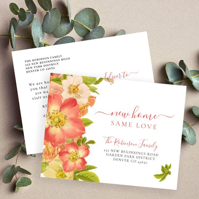 Floral botanical blooms elegant moving announcement postcard (Creator Uploaded)