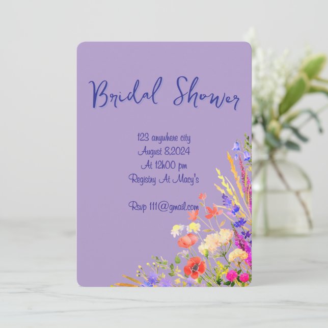 floral botanical bridal shower invitation (Standing Front)