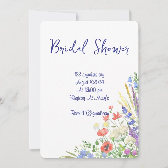 floral botanical bridal shower invitation (Front)