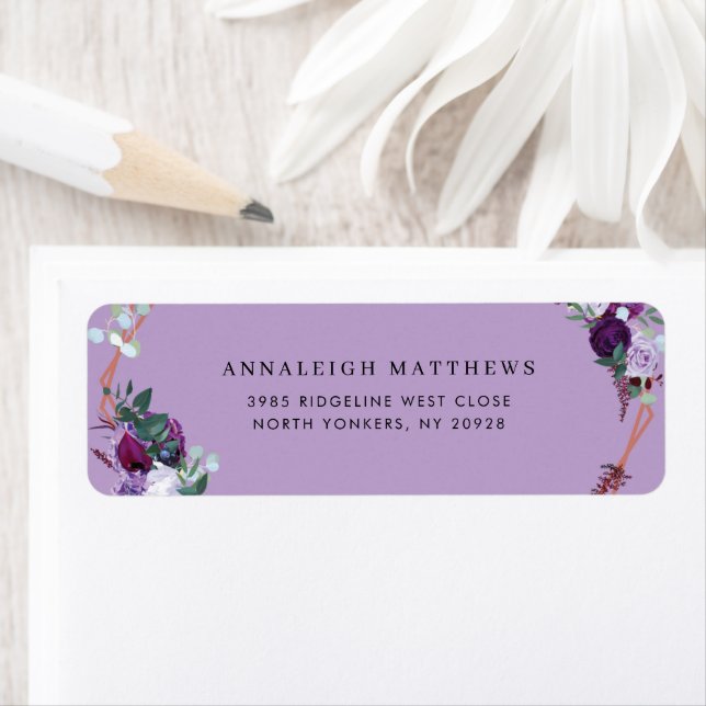 Floral Botanical Elegant Purple Return Address (Insitu)