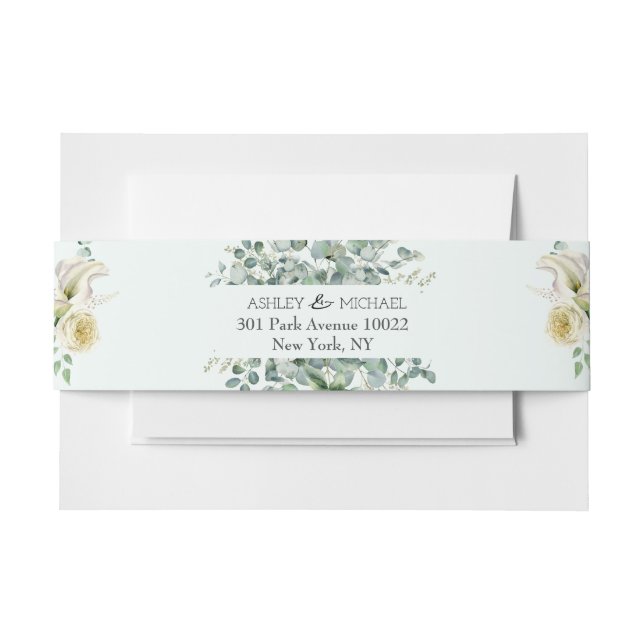 Floral Botanical Eucalyptus Greenery Frame Wedding Invitation Belly Band (Front Example)