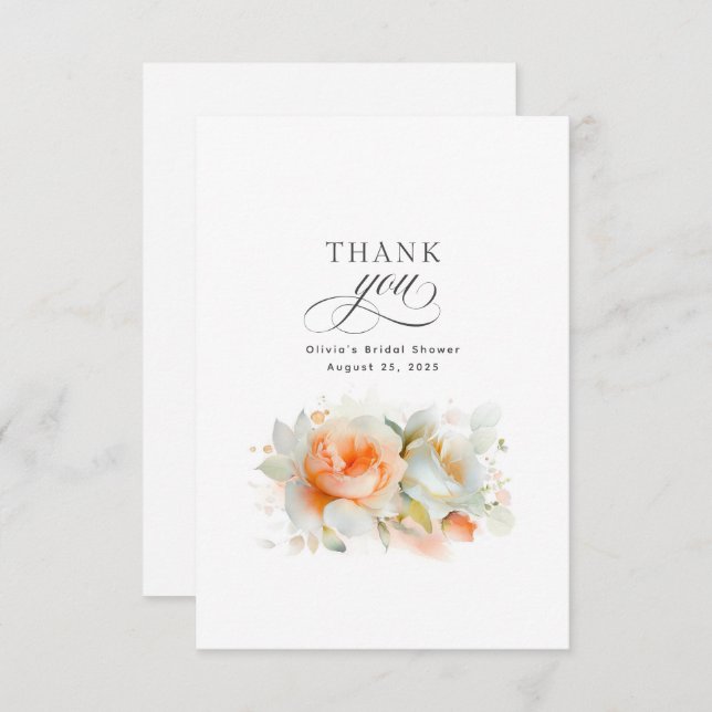 Floral Botanical Fall Bridal Shower Thank You (Front/Back)
