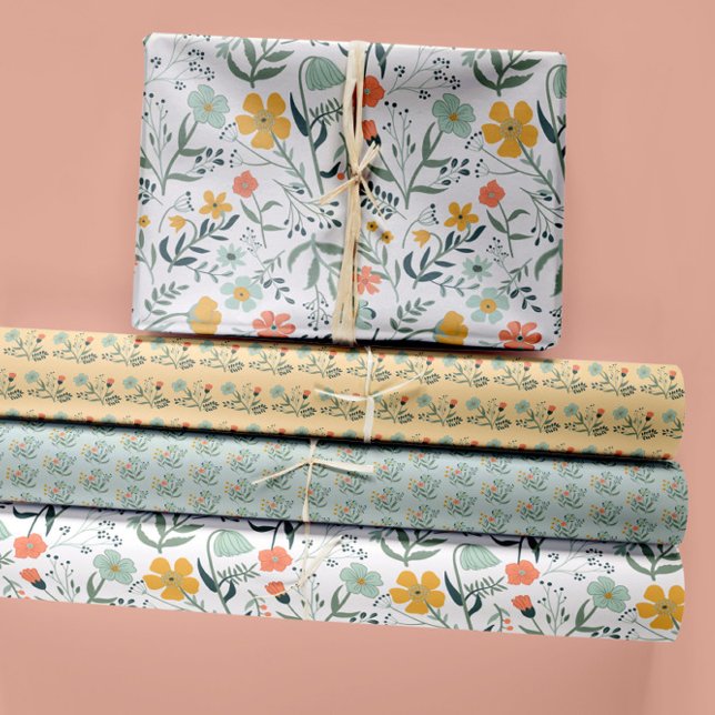 Floral Botanical Garden Decoupage Wrapping Paper Sheet (Whimsical Botanical Garden Florals from Studio Posies.)