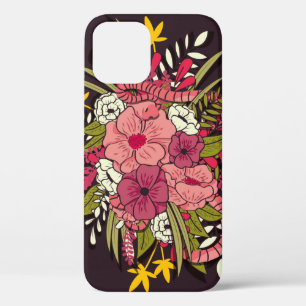 Floral botanical hand drawn vibrant vintage illust iPhone 12 case