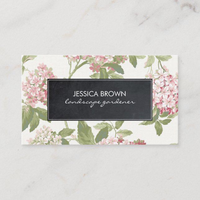 floral botanical hydrangea business card (Front)