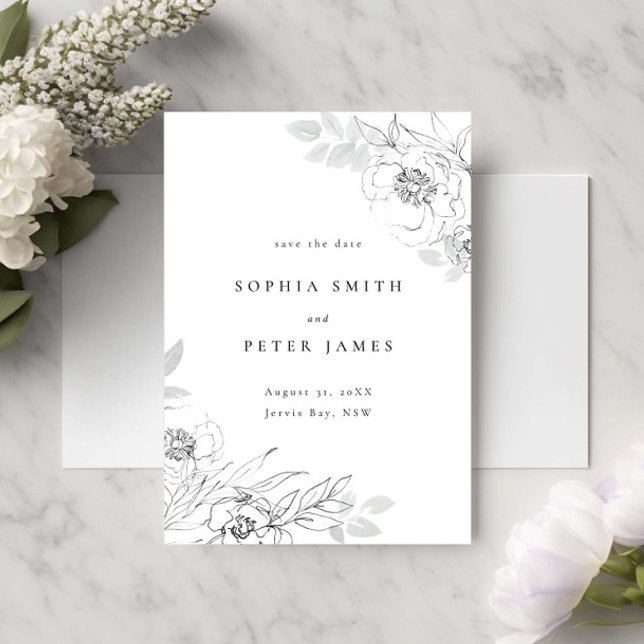 Floral Botanical Illustration Save the date Postcard (Creator Uploaded)