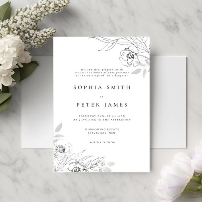Floral Botanical Illustration Wedding Invitation (Creator Uploaded)