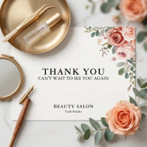Floral Botanical Lash Beauty Salon Thank You Card
