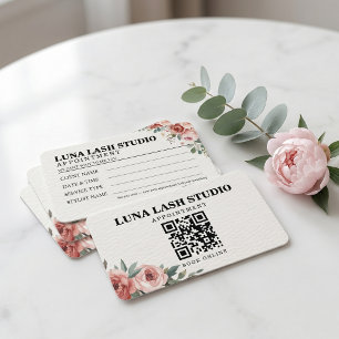 Floral Botanical Lash Studio QR Code Appointment Card