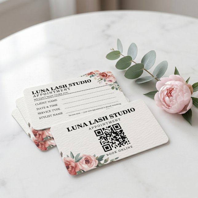 Floral Botanical Lash Studio QR Code Appointment Card (Floral Botanical Lash Studio QR Code Appointment Card)