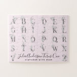 Floral Botanical Letter Alphabet Custom Text Pink Jigsaw Puzzle<br><div class="desc">When editing this puzzle you will be able to you choose your own floral monogram letter. 
If you have any issues trying to find your letter (A-Z),  reach out to us via the designer contact page and we will get back to within 24hrs.</div>