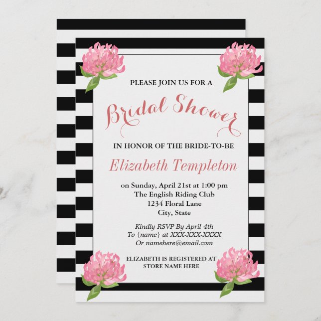 Floral Botanical Modern Pattern Bridal Shower Card (Front/Back)