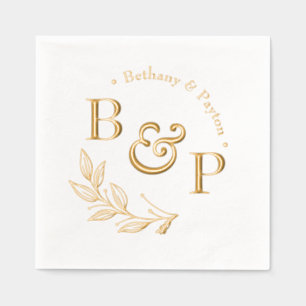 Floral Botanical Monogram Personalised Wedding Foil Napkins