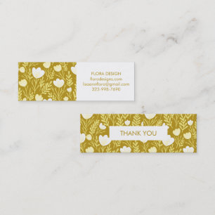 Floral Botanical Pattern Mustard Order Thank You Mini Business Card