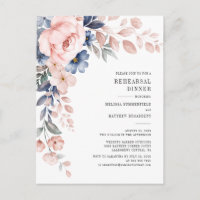 Floral Botanical Pink Flowers Rehearsal Dinner