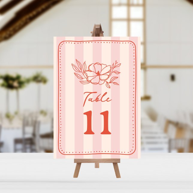 Floral Botanical Pink Stripe Wedding Invitation (Creator Uploaded)