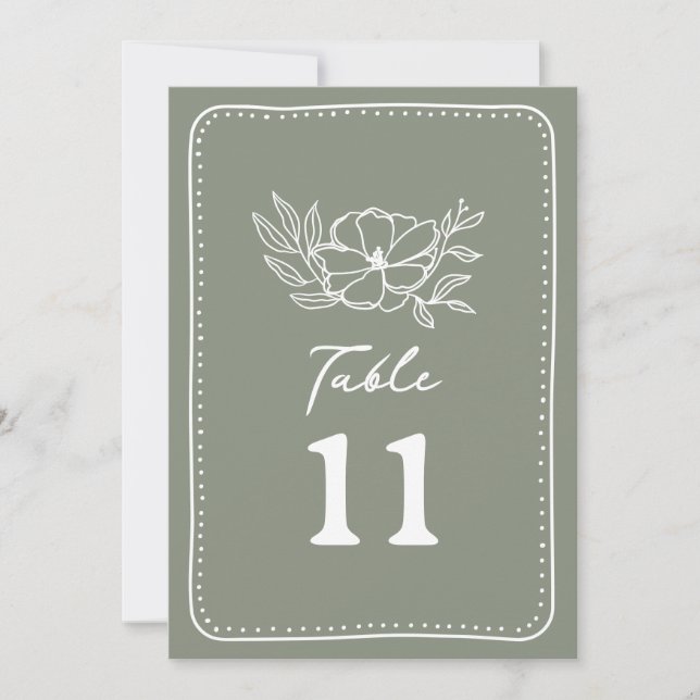 Floral Botanical Sage Green Wedding Invitation (Front)