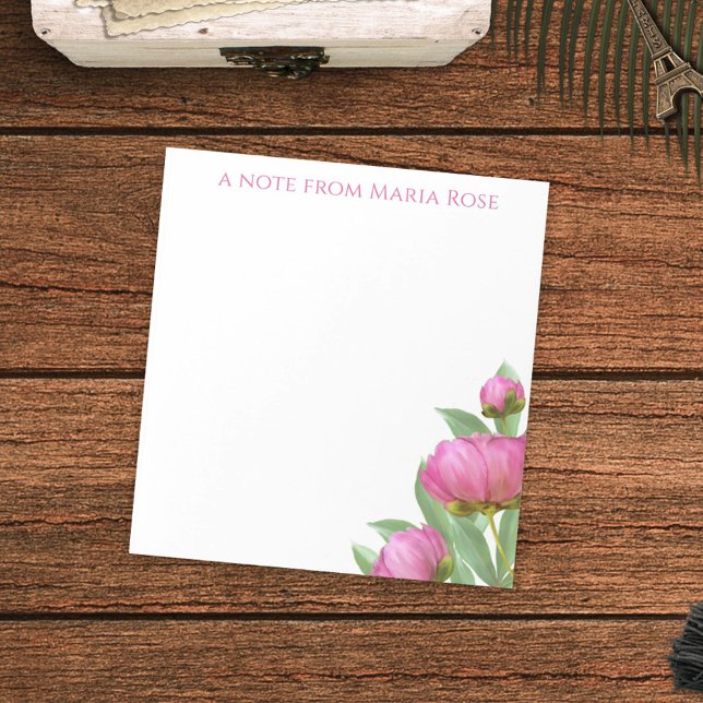 Floral Botanical Simple Pink Peonies Elegant  Notepad (Creator Uploaded)