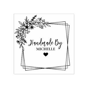 Floral Botanical Stylish Handmade With Love        Rubber Stamp