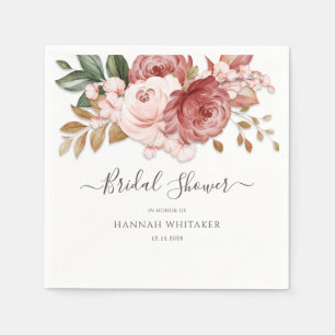 Floral Botanical Watercolor Bridal Shower Paper Napkin