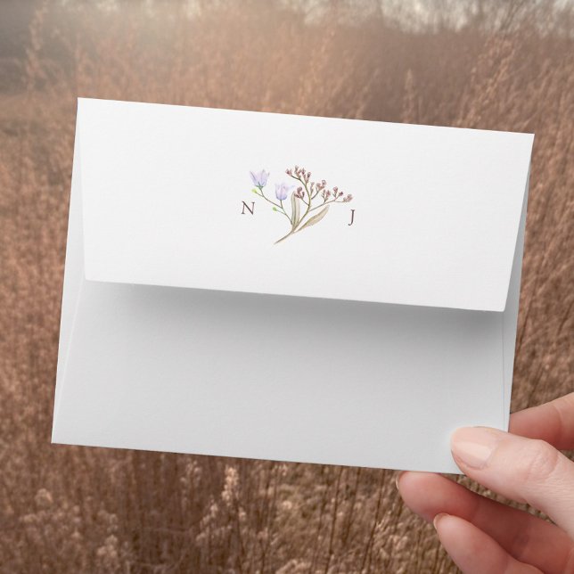 Floral botanical watercolor wedding monogram envelope (Creator Uploaded)