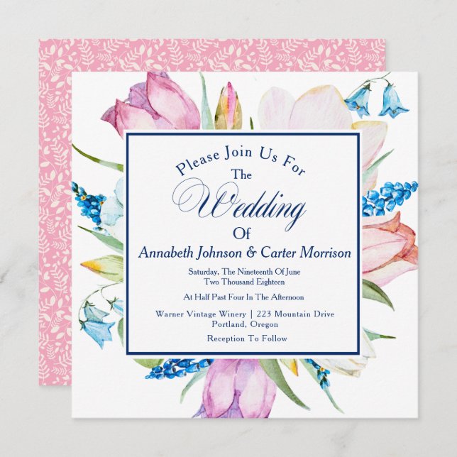 Floral Botanical Wedding Invitation (Front/Back)