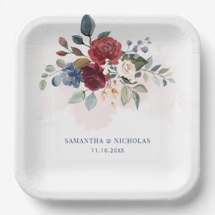 Floral Botanical Wedding Reception Paper Plate