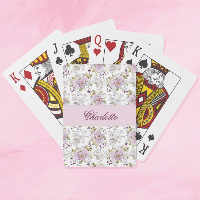 Floral Botanical Wildflower Monogram Name Playing Cards (Floral Botanical Wildflower Monogram Name)