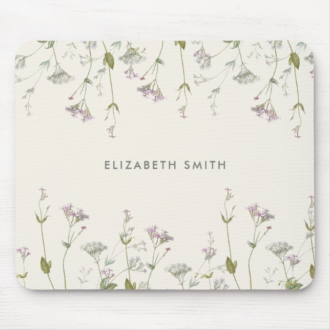 Floral Botanical Wildflower Personalised Mouse Pad (Front)