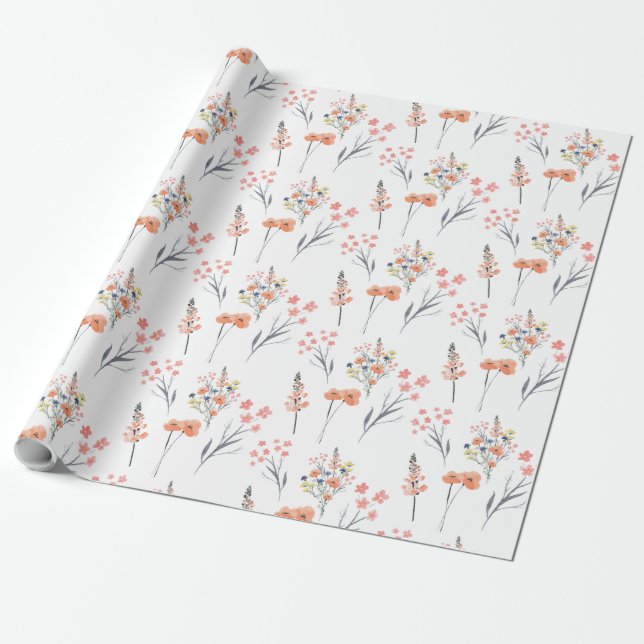 Floral Botanical Wrapping Paper (Unrolled)