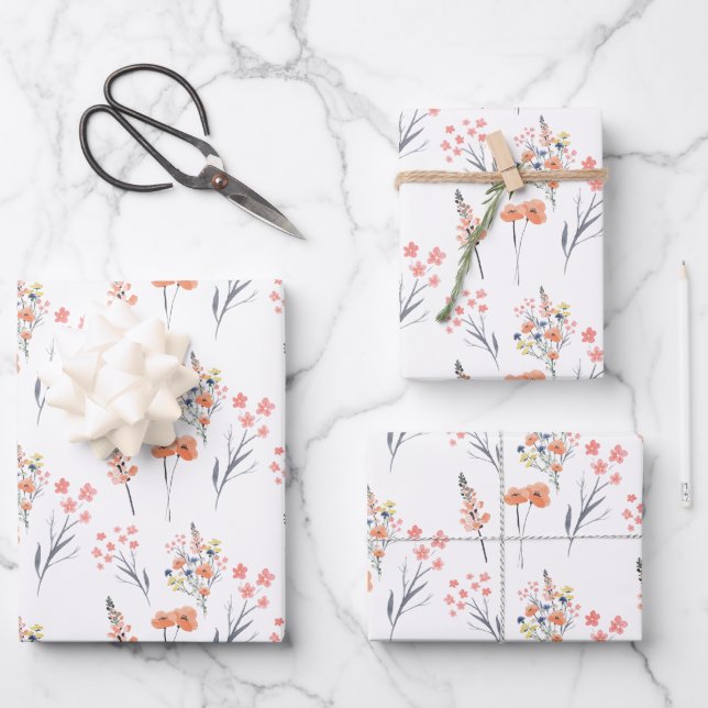 Floral Botanical Wrapping Paper Sheets (Front)