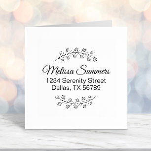 Floral Botanical Wreath Shaded Address Self-inking Stamp