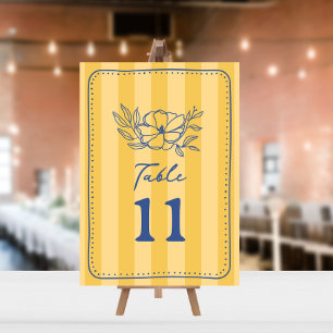 Floral Botanical Yellow Stripe Wedding Invitation