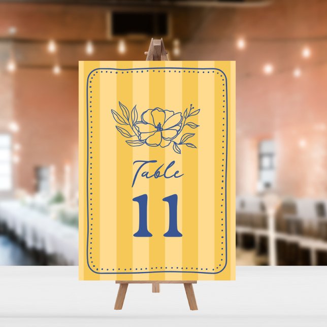 Floral Botanical Yellow Stripe Wedding Invitation (Creator Uploaded)