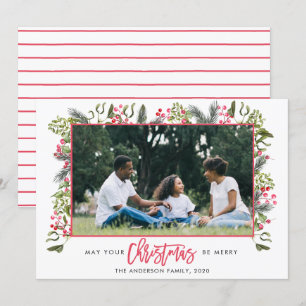 Floral Boundary Photo Christmas Card