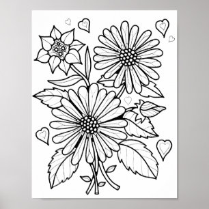 Floral Bouquet Art Coloring Page Art Poster
