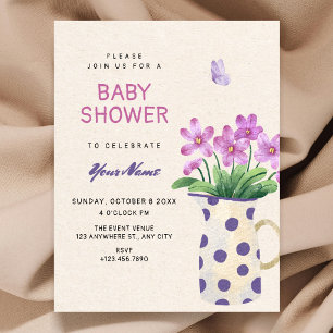 Floral bouquet baby shower invitation