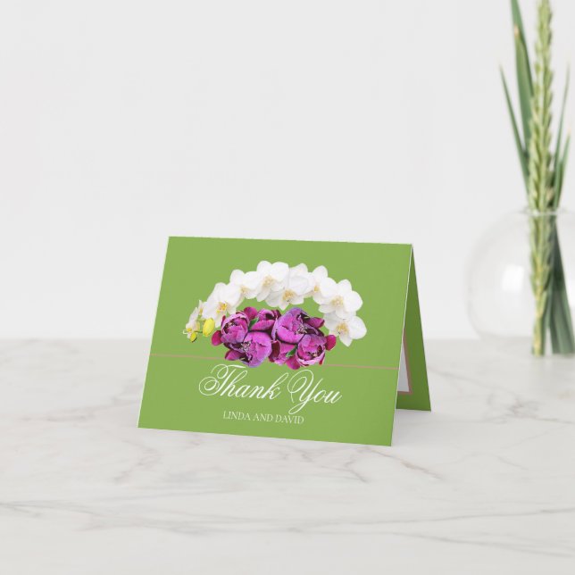 Floral Bouquet Botanical Flower Wedding Thank You  Card (Front)