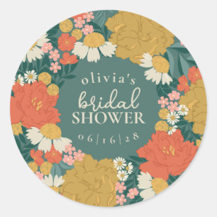 Floral Bouquet Bridal Shower Classic Round Sticker