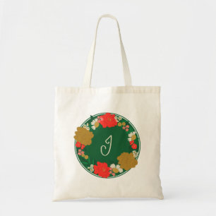 Floral Bouquet Bridal Shower Monogrammed Gift Tote Bag
