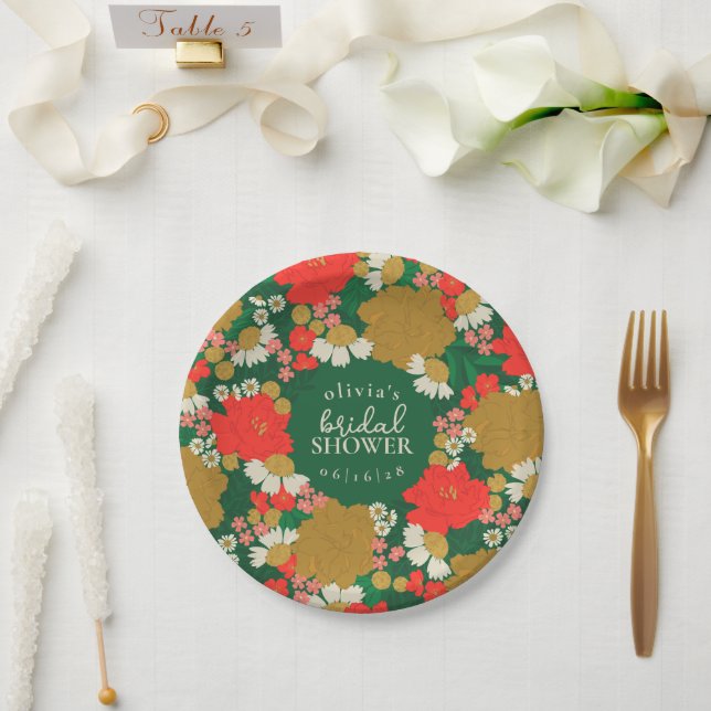 Floral Bouquet Bridal Shower Paper Plates (Wedding)
