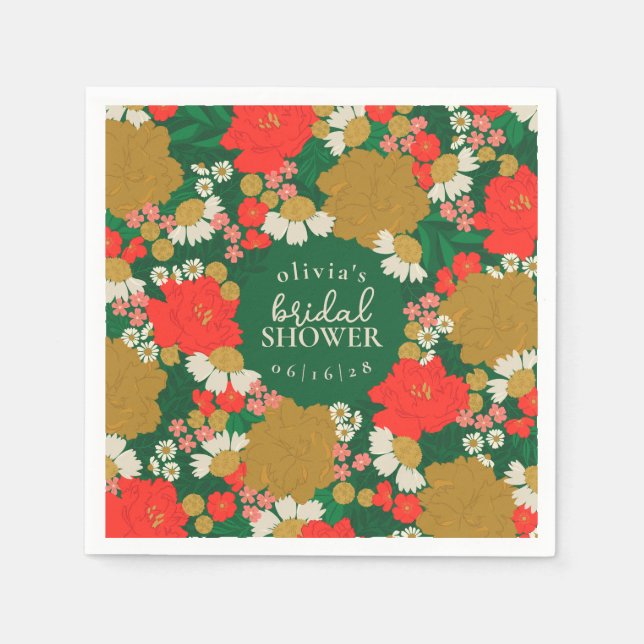 Floral Bouquet Bridal Shower Paper Plates Napkin (Front)