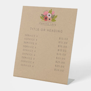 Floral Bouquet Custom Editable Table Shelf Sign