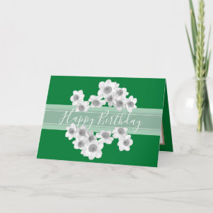 Floral Bouquet Daffodil Flower Green Girl Birthday Card