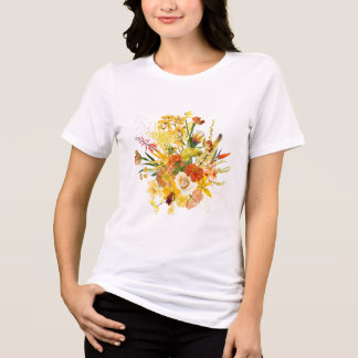 Floral bouquet design: garden yellow orange flower Tri-Blend shirt