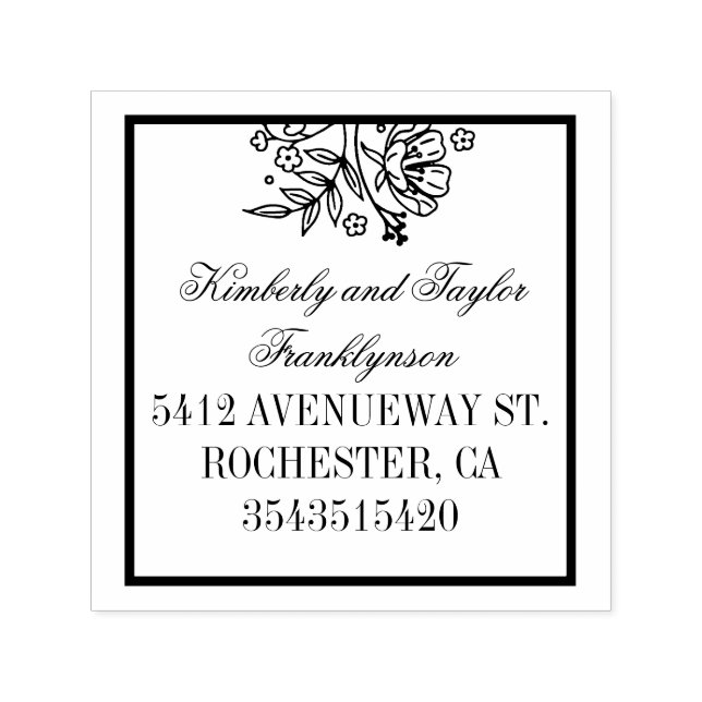 Floral Bouquet Elegant Wedding Self-inking Stamp (Design)