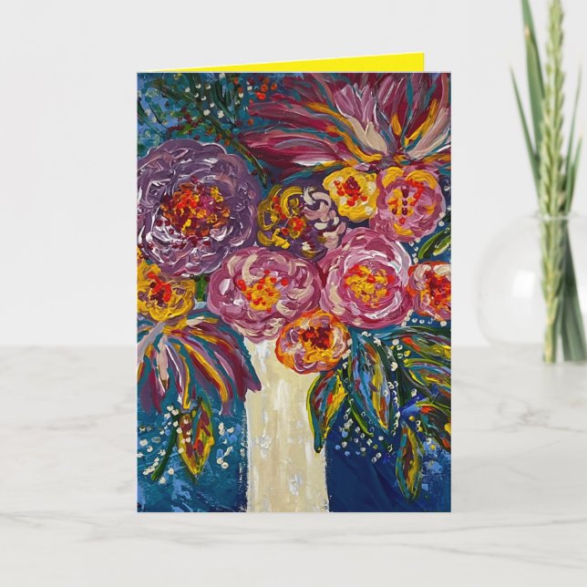Floral Bouquet Folded Greeting Card (Front)