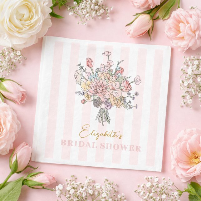 Floral Bouquet Fresh off the Market Bridal Shower Napkin (Floral Bouquet Fresh off the Market Bridal Shower Napkins)